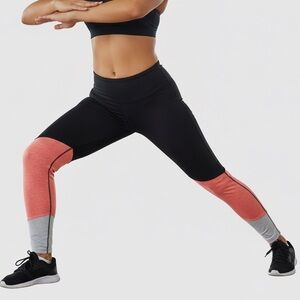 ZONE PRO Colorblock Black Coral Grey Ankle Leggings Workout Athletic Medium
